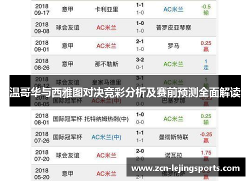 温哥华与西雅图对决竞彩分析及赛前预测全面解读